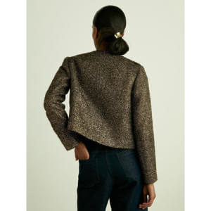 REISS WYNEE Metallic Knit Cropped Jacket